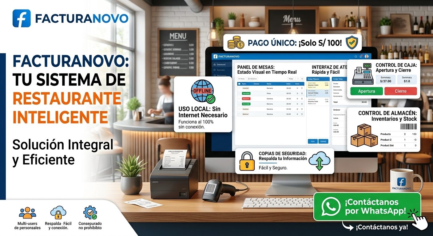 Sistema de Restaurante — software de escritorio FacturaNovo